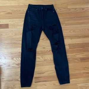 American eagle black jeans size 00, mom jeans